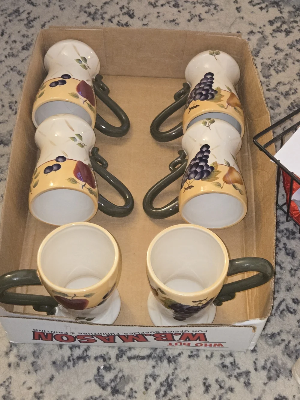 Sonoma Villa Hand-Painted Fruit Ceramic Mugs Home Interiors Set Of 2.